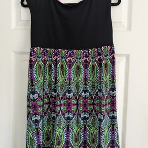 Cute Summer Dress Jewel Tones/Black Size 8P